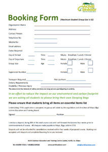 Download a copy of our Booking Form